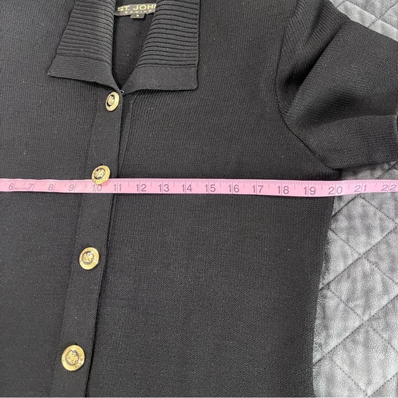 St. John Dress Women 8 Santana Knit Sheath Black Wool Office Career Button Up N - Picture 6 of 6